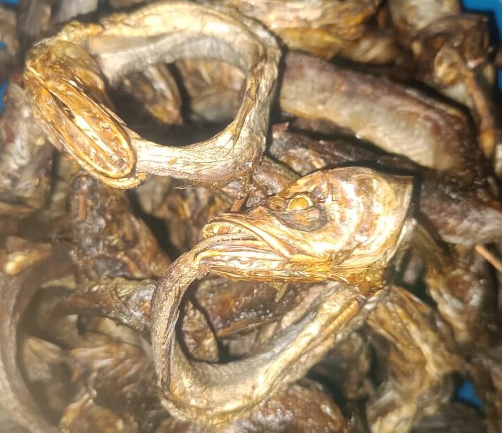 Dried panla fish (hake) stacked in a bowl, sold by AfoMarket for Nigerian soups